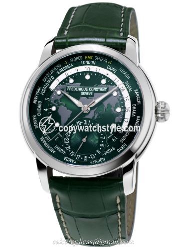 Frederique Constant Manufacture Worldtimer / Stainless steel / Green FC-718GRWM4H6 Frederique Constant Manufacture Worldtimer / Stainless steel / Green FC-718GRWM4H6