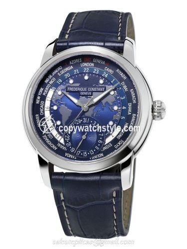 Frederique Constant Manufacture Worldtimer / Stainless steel / Blue / FC-718NWM4H6 Frederique Constant Manufacture Worldtimer / Stainless steel / Blue / FC-718NWM4H6