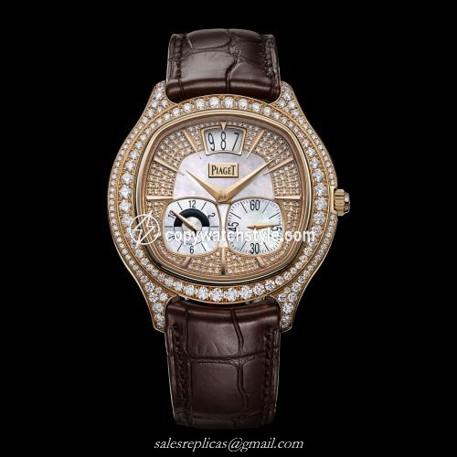 Piaget Emperador Coussin Dual Time Zone Pink Gold Diamond G0A32020