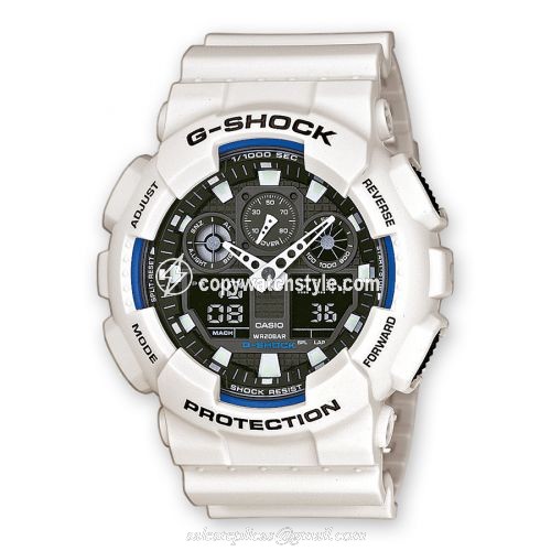 Casio GA-100B-7A White Blue GA-100B-7A Casio GA-100B-7A White Blue GA-100B-7A