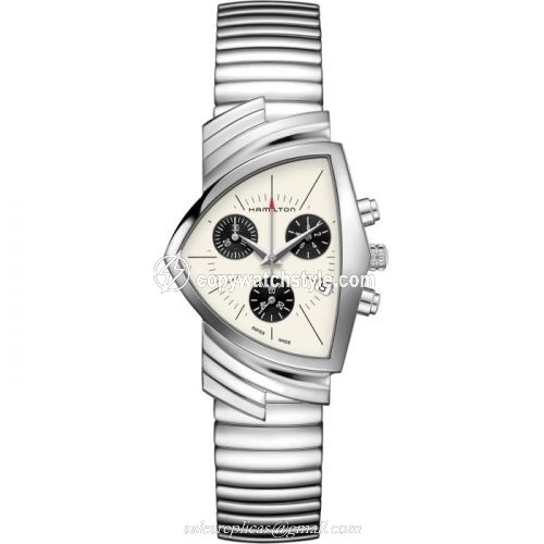 Hamilton Ventura Chrono Quartz 32.3 Stainless Steel / Panda / Bracelet H24432751 Hamilton Ventura Chrono Quartz 32.3 Stainless Steel / Panda / Bracelet H24432751