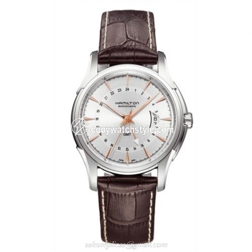 Hamilton Jazzmaster Traveler GMT 42mm Silver Dial / Gold Indexen H32585557