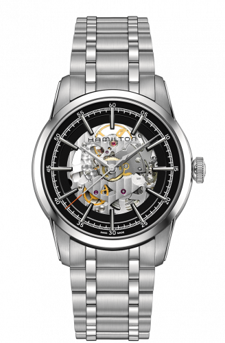 Hamilton Railroad Skeleton Automatic Steel / Black / Bracelet H40655131 Hamilton Railroad Skeleton Automatic Steel / Black / Bracelet H40655131