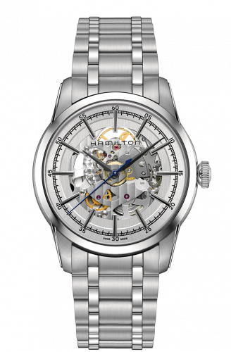 Hamilton Railroad Skeleton Automatic Steel / Silver / Bracelet H40655151