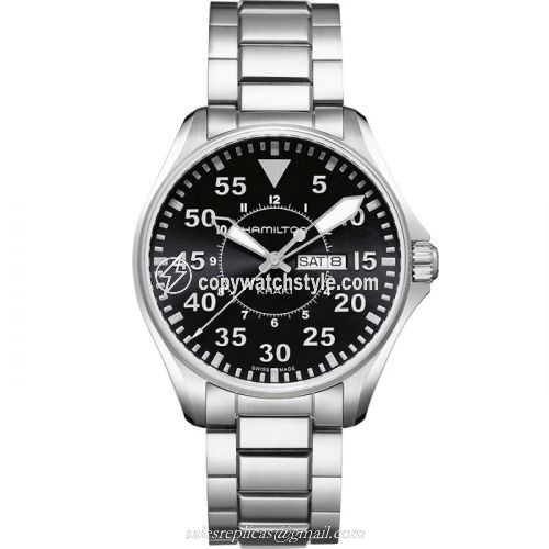Hamilton Khaki Pilot Day Date Quartz Black / Bracelet H64611135 Hamilton Khaki Pilot Day Date Quartz Black / Bracelet H64611135