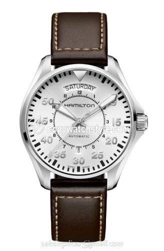 Hamilton Khaki Pilot Day Date Silver / Strap H64615555 Hamilton Khaki Pilot Day Date Silver / Strap H64615555