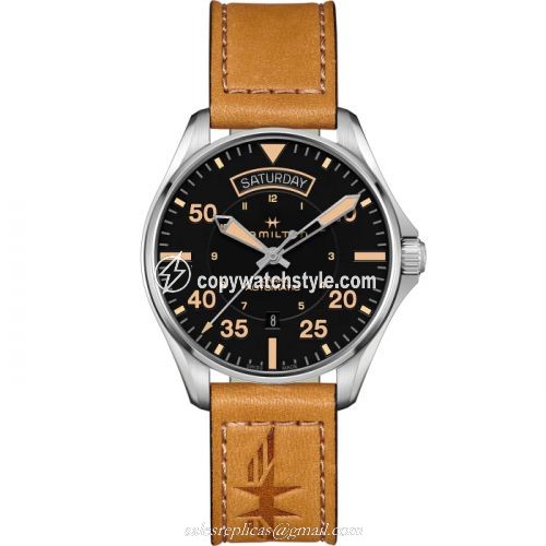 Hamilton Khaki Pilot Day Date Stainless Steel / Black H64645531 Hamilton Khaki Pilot Day Date Stainless Steel / Black H64645531