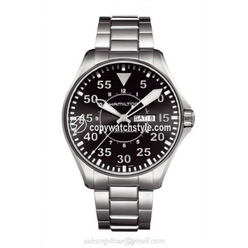 Hamilton Khaki Aviation Pilot Day Date Auto Black / Bracelet H64715135 Hamilton Khaki Aviation Pilot Day Date Auto Black / Bracelet H64715135