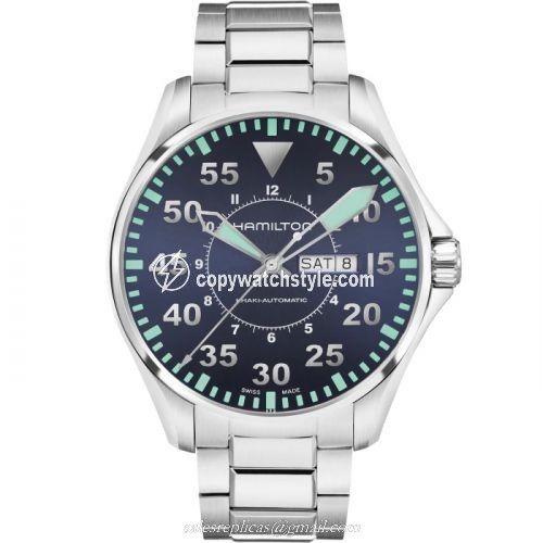 Hamilton Khaki Aviation Pilot Day Date Auto Blue / Bracelet H64715145