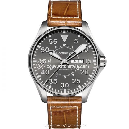 Hamilton Khaki Aviation Pilot Day Date Auto Grey H64715885 Hamilton Khaki Aviation Pilot Day Date Auto Grey H64715885
