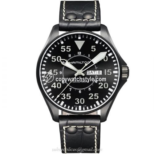 Hamilton Khaki Aviation Pilot Day Date Auto Black H64785835