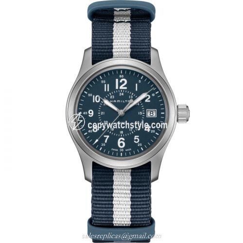 Hamilton Khaki Field Quartz 38 Stainless Steel / Blue / NATO H68201043 Hamilton Khaki Field Quartz 38 Stainless Steel / Blue / NATO H68201043