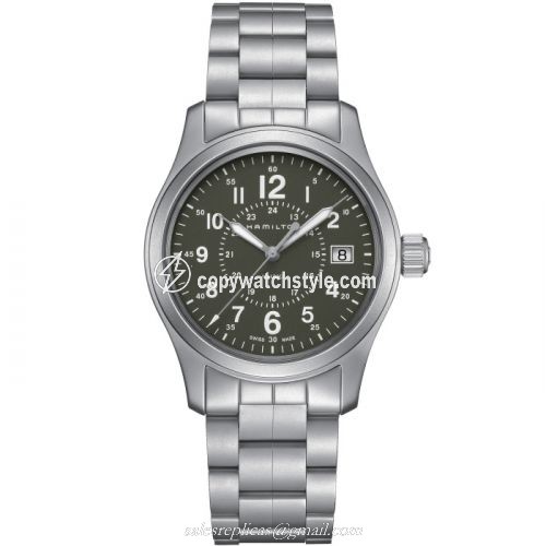 Hamilton Khaki Field Quartz 38 Stainless Steel / Green / Bracelet H68201163 Hamilton Khaki Field Quartz 38 Stainless Steel / Green / Bracelet H68201163