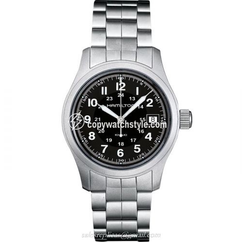 Hamilton Khaki Field Quartz 38 Stainless Steel / Black / Bracelet H68411133 Hamilton Khaki Field Quartz 38 Stainless Steel / Black / Bracelet H68411133