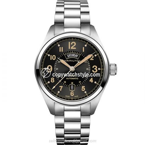 Hamilton Khaki Field Day Date Automa Stainless Steel / Black / Bracelet H70505933 Hamilton Khaki Field Day Date Automa Stainless Steel / Black / Bracelet H70505933
