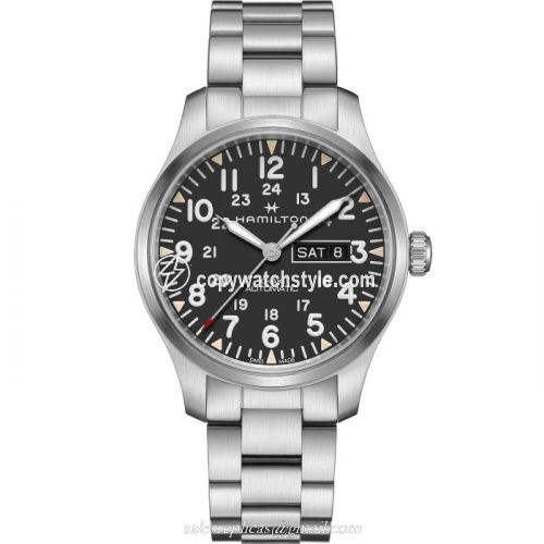 Hamilton Khaki Field Day Date Auto Stainless Steel / Black / Bracelet H70535131 Hamilton Khaki Field Day Date Auto Stainless Steel / Black / Bracelet H70535131