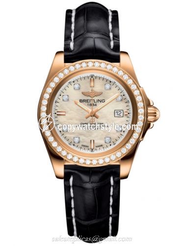 Breitling Galactic 32 Sleek Edition Rose Gold / Diamond / Pearl Diamond / Croco H7133053.A803.777P