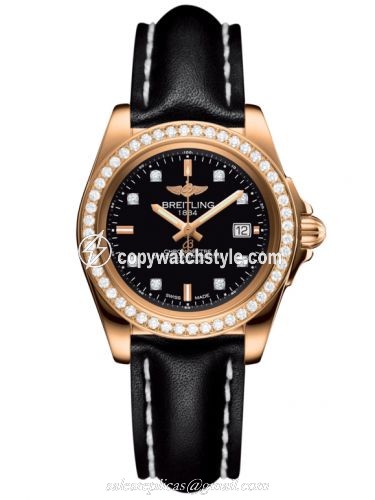 Breitling Galactic 32 Sleek Edition Rose Gold / Diamond / Trophy Black Diamond / Calf H7133053.BF64.408X