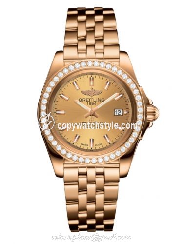 Breitling Galactic 32 Sleek Edition Rose Gold / Diamond / Golden Sun / Bracelet H7133053.H549.792H