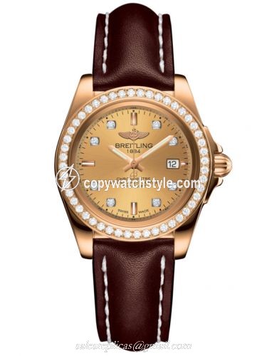 Breitling Galactic 32 Sleek Edition Rose Gold / Diamond / Golden Sun Diamond / Calf H7133053.H550.410X