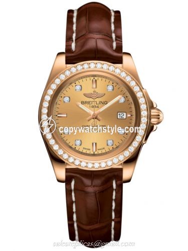 Breitling Galactic 32 Sleek Edition Rose Gold / Diamond / Golden Sun Diamond / Croco H7133053.H550.778P Breitling Galactic 32 Sleek Edition Rose Gold / Diamond / Golden Sun Diamond / Croco H7133053.H550.778P