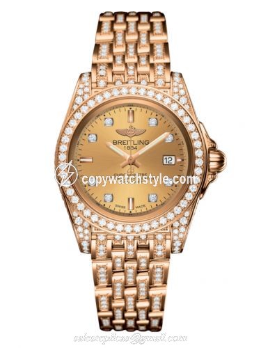 Breitling Galactic 32 Sleek Edition Rose Gold / Diamondworks / Golden Sun Diamond / Bracelet H71330AF.H550.792T Breitling Galactic 32 Sleek Edition Rose Gold / Diamondworks / Golden Sun Diamond / Bracelet H71330AF.H550.792T