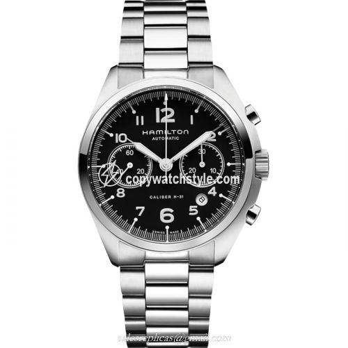 Hamilton Khaki Pilot Pioneer Auto Chrono Black / Bracelet H76416135