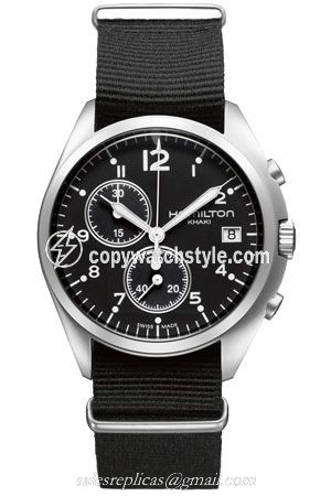 Hamilton Khaki Pilot Pioneer Chrono Quartz Black / NATO H76552433 Hamilton Khaki Pilot Pioneer Chrono Quartz Black / NATO H76552433