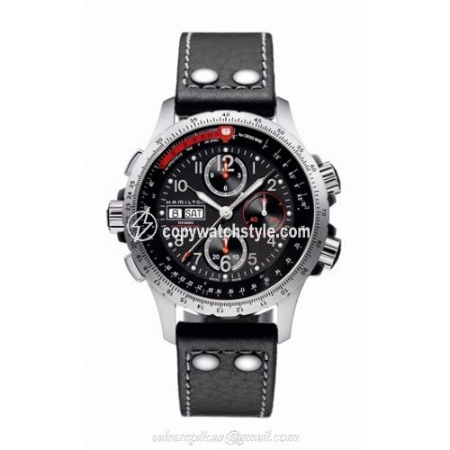 Hamilton Khaki Aviation X-Wind Automatic Black-Orange / Leather H77646733
