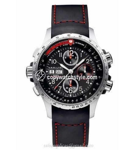 Hamilton Khaki Aviation X-Wind Automatic Black-Orange / Leather H77646833 Hamilton Khaki Aviation X-Wind Automatic Black-Orange / Leather H77646833