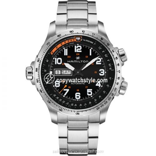 Hamilton Khaki Aviation X Wind Day Date Auto Black / Bracelet H77755133
