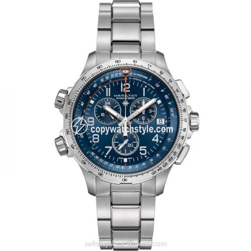 Hamilton Khaki Aviation X-Wind GMT Chrono Quartz Blue / Bracelet H77922141