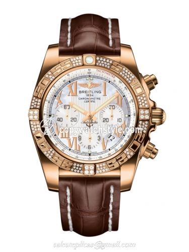 Breitling Chronomat 44 Rose Gold / Diamond / Pearl Roman / Croco HB0110AE.A693.739P