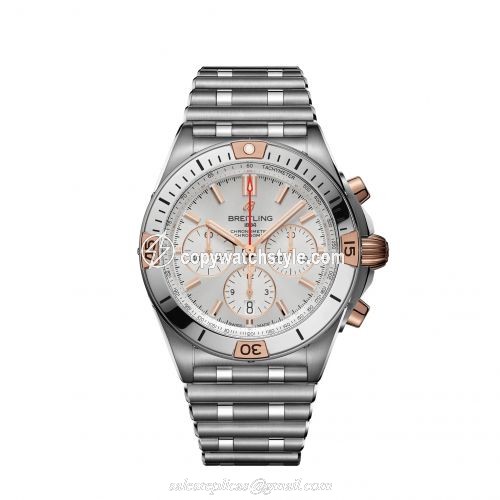Breitling Chronomat B01 42 Stainless Steel / Red Gold / Silver / Rouleaux IB0134101G1A1 Breitling Chronomat B01 42 Stainless Steel / Red Gold / Silver / Rouleaux IB0134101G1A1