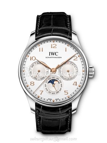 IWC Portugieser Perpetual Calendar 42 Stainless Steel / Silver / Alligator IW344203 IWC Portugieser Perpetual Calendar 42 Stainless Steel / Silver / Alligator IW344203