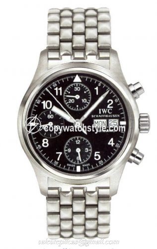IWC Pilot's Watch Chronograph Stainless Steel / Black / French / Bracelet IW3706-08 IWC Pilot's Watch Chronograph Stainless Steel / Black / French / Bracelet IW3706-08