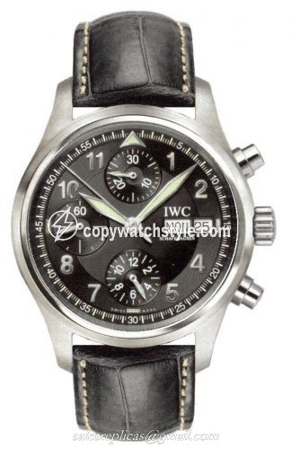 IWC Pilot's Watch Spitfire Chronograph Stainless Steel / Black / French / Strap IW3706-14 IWC Pilot's Watch Spitfire Chronograph Stainless Steel / Black / French / Strap IW3706-14