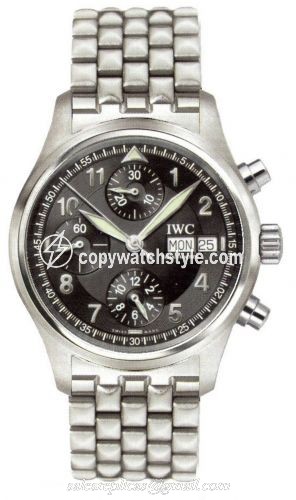 IWC Pilot's Watch Spitfire Chronograph Stainless Steel / Black / Italian / Bracelet IW3706-17 IWC Pilot's Watch Spitfire Chronograph Stainless Steel / Black / Italian / Bracelet IW3706-17
