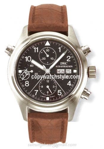 IWC Pilot's Watch Doppelchronograph Stainless Steel / Black / French / Strap IW3711-08 IWC Pilot's Watch Doppelchronograph Stainless Steel / Black / French / Strap IW3711-08