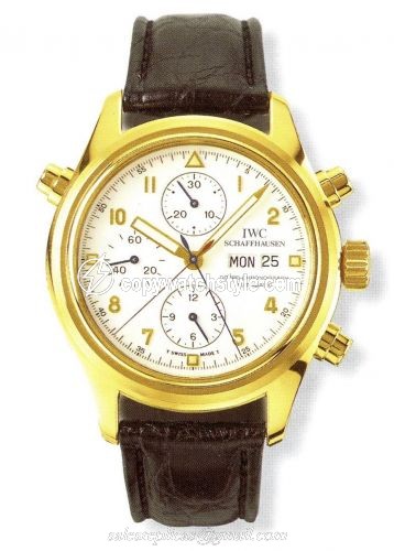 IWC Pilot's Watch Doppelchronograph Yellow Gold / White / Italian IW3713-10 IWC Pilot's Watch Doppelchronograph Yellow Gold / White / Italian IW3713-10