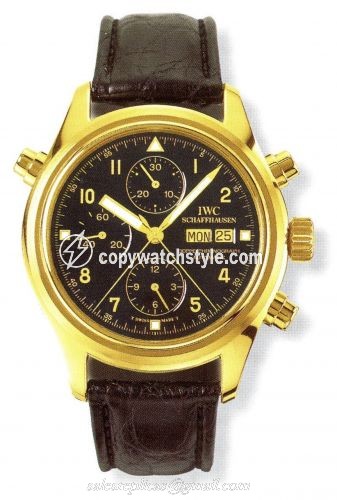 IWC Pilot's Watch Doppelchronograph Yellow Gold / Black / French IW3713-16 IWC Pilot's Watch Doppelchronograph Yellow Gold / Black / French IW3713-16