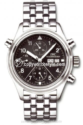 IWC Pilot's Watch Doppelchronograph Stainless Steel / Black / German / Bracelet IW3713-17 IWC Pilot's Watch Doppelchronograph Stainless Steel / Black / German / Bracelet IW3713-17