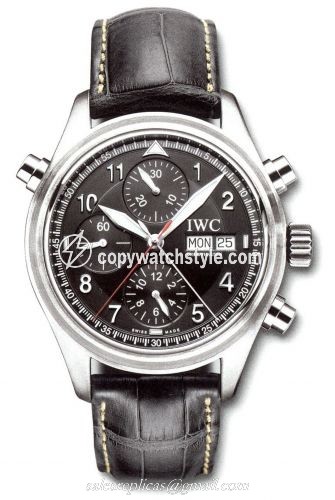 IWC Pilot's Watch Spitfire Double Chronograph Stainless Steel / Black / English / Strap IW3713-33