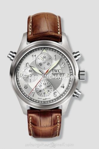 IWC Pilot's Watch Spitfire Double Chronograph Stainless Steel / Silver / German / Strap IW3713-41 IWC Pilot's Watch Spitfire Double Chronograph Stainless Steel / Silver / German / Strap IW3713-41