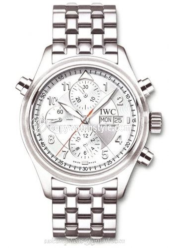 IWC Pilot's Watch Spitfire Double Chronograph Stainless Steel / Silver / German / Bracelet IW3713-46 IWC Pilot's Watch Spitfire Double Chronograph Stainless Steel / Silver / German / Bracelet IW3713-46