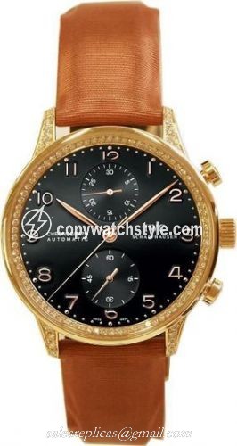 IWC Portugieser Chrono-Automatic Rose Gold / Black / Diamond IW3714-29 IWC Portugieser Chrono-Automatic Rose Gold / Black / Diamond IW3714-29