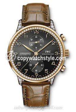 IWC Portuguese Chrono-Automatic Rose Gold / Black / Diamond IW3714-42 IWC Portuguese Chrono-Automatic Rose Gold / Black / Diamond IW3714-42