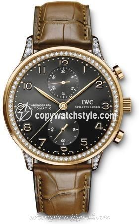 IWC Portuguese Chrono-Automatic Rose Gold / Black / Diamond IW3714-43 IWC Portuguese Chrono-Automatic Rose Gold / Black / Diamond IW3714-43