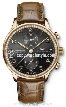 IWC Portuguese Chrono-Automatic Rose Gold / Black / Diamond IW3714-44 IWC Portuguese Chrono-Automatic Rose Gold / Black / Diamond IW3714-44