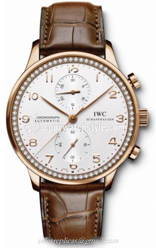 IWC Portugieser Chrono-Automatic Red Gold / Silver / Diamond IW3714-84